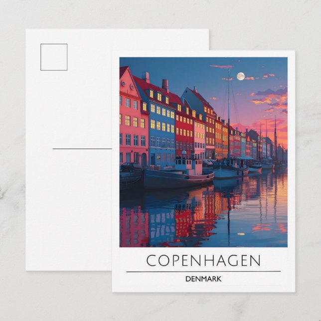 Night in Copenhagen Denmark Travel  Postcard (Front/Back)