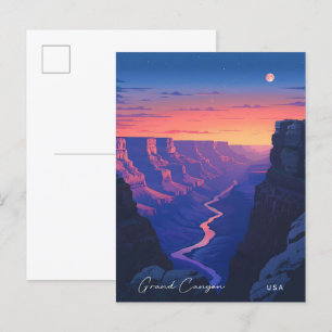 Night in Grand Canyon USA Travel  Postcard