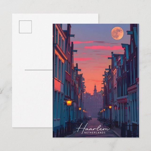 Night in Haarlem Netherlands Vintage Travel  Postcard (Front/Back)