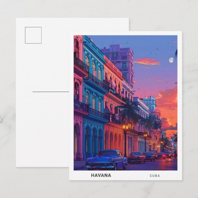 Night in Havana Cuba Travel Postcard (Front/Back)