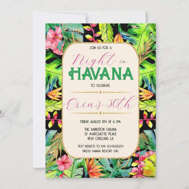 Night in Havana Invitations, Cuba Havana Invitation (Front)