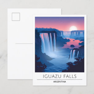 Night in Iguazu Falls Argentina Travel Postcard