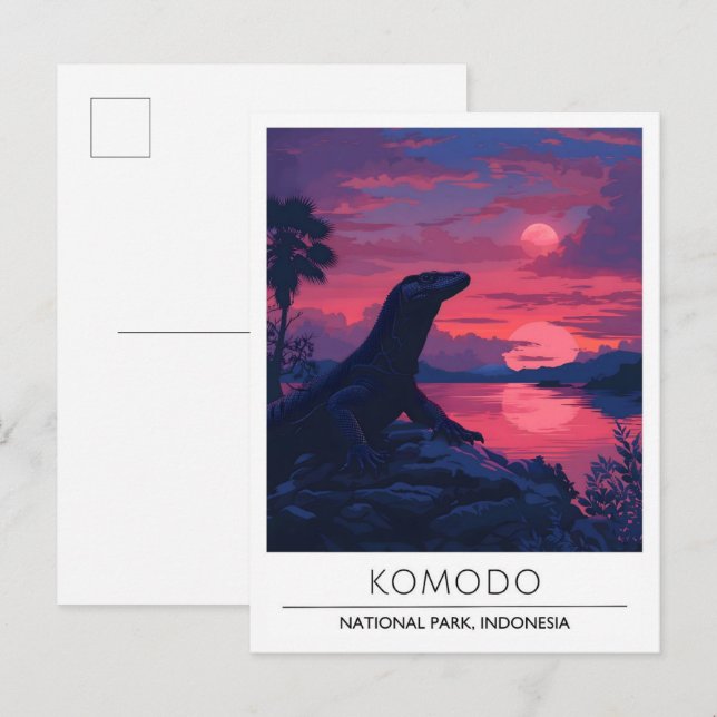 Night in Komodo National Park Indonesia Travel  Postcard (Front/Back)