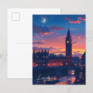 Night in London England Travel  Postcard