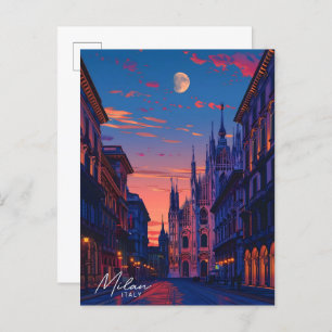 Night in Milan Italy Travel  Postcard