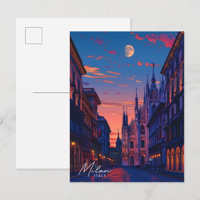 Night in Milan Italy Travel  Postcard (Front/Back)
