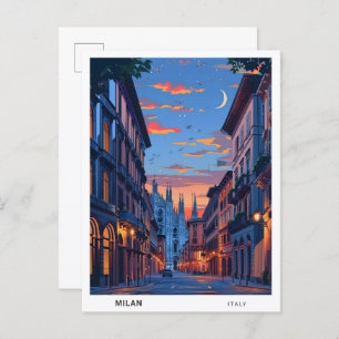 Night in Milan Italy Travel Postcard