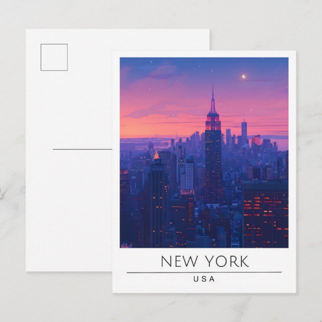 Night in New York USA Travel  Postcard (Front/Back)