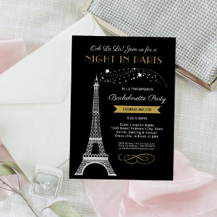 Night in Paris Eiffel Tower Bachelorette Party Invitation