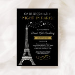Night in Paris Eiffel Tower Gold Sweet 16 Birthday Invitation<br><div class="desc">Ooh La La! This "Night in Paris" French inspired Sweet 16 Birthday Party invitation features a sparkling faux silver glitter Eiffel Tower and a chic color scheme of antique gold, black and white. The elegant and stylish text can be completely personalized with the birthday girl's name your preferred wording for...</div>