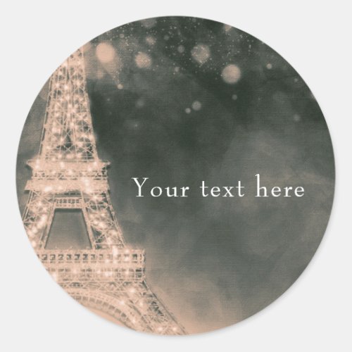 Night in Paris Eiffel Tower  Lights Elegant Favor Classic Round Sticker