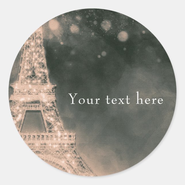 Night in Paris Eiffel Tower & Lights Elegant Favor Classic Round Sticker (Front)