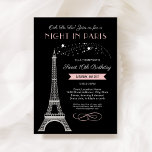 Night in Paris Eiffel Tower Sweet 16 Birthday Invitation<br><div class="desc">Ooh La La! This "Night in Paris" French inspired Sweet 16 Birthday Party invitation features a sparkling faux silver glitter Eiffel Tower and a chic color scheme of light pink, black. The elegant and stylish text can be completely personalized with the birthday girl's name your preferred wording for her special...</div>