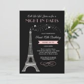 Night in Paris Eiffel Tower Sweet 16 Birthday Invitation (Standing Front)