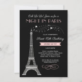 Night in Paris Eiffel Tower Sweet 16 Birthday Invitation (Front)