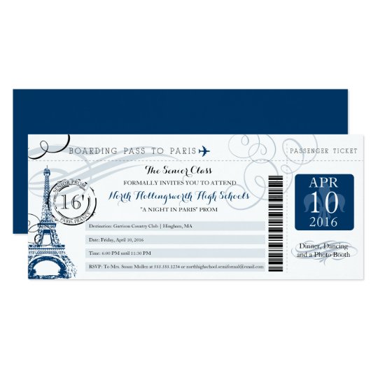 Night In Paris School Senior Prom Invitation Zazzle Com