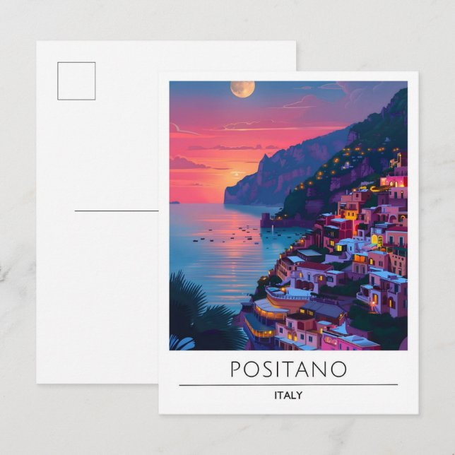Night in Positano Italy Travel  Postcard (Front/Back)