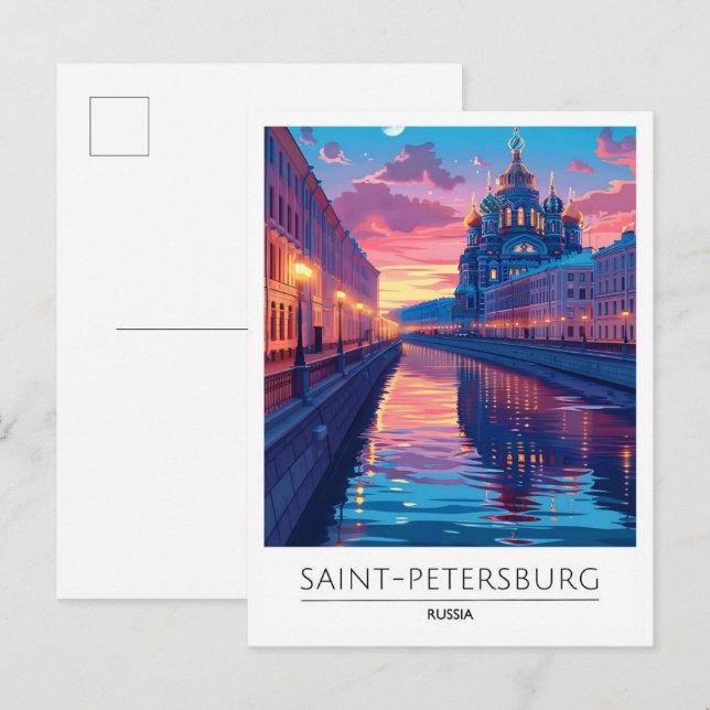Night in Saint Petersburg Russia Travel  Postcard (Front/Back)