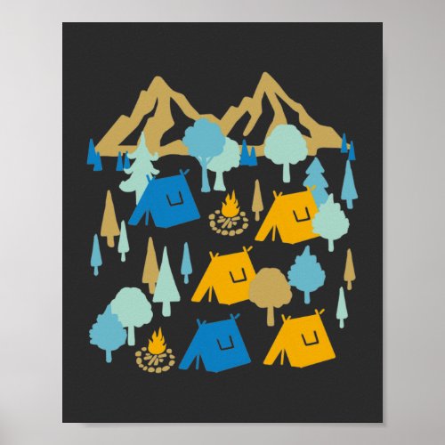 Night in Summer Forest Camping Poster