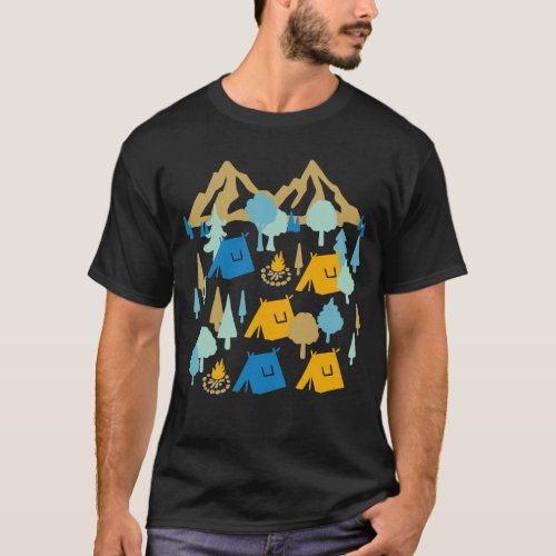 Night in Summer Forest Camping T_Shirt