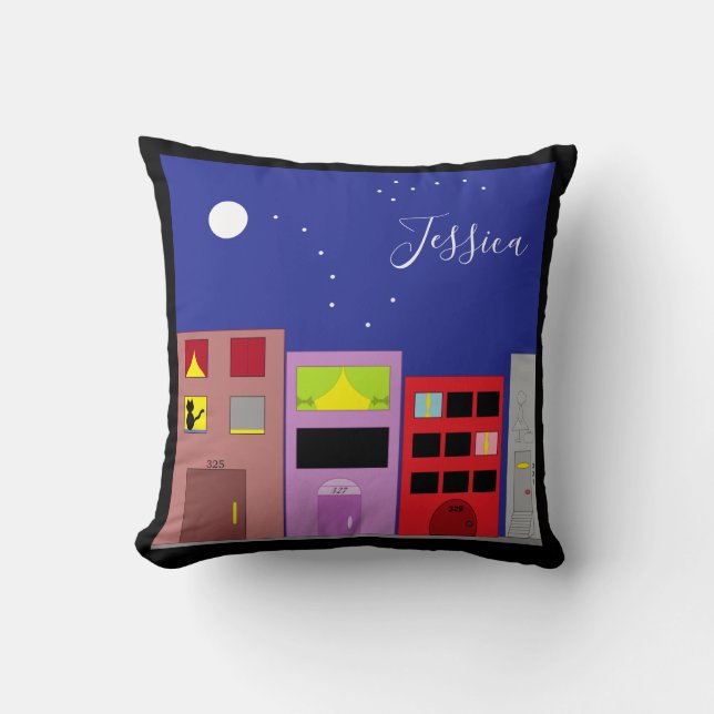 Night in the City: Throw Pillow (Front)