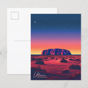 Night in Uluru Australia Vintage Travel  Postcard