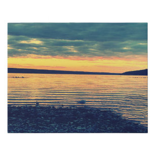 NIGHT IS FALLING ON CAYUGA LAKE FAUX CANVAS PRINT