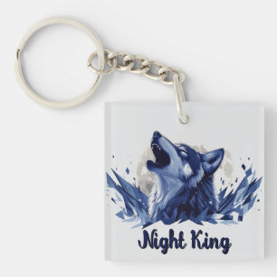 Night King - Howling Wolf with Moon Keychain