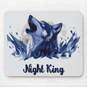 Night King - Howling Wolf with Moon Mouse Pad