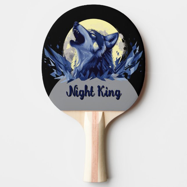 Night King - Howling Wolf with Moon Ping Pong Paddle (Front)