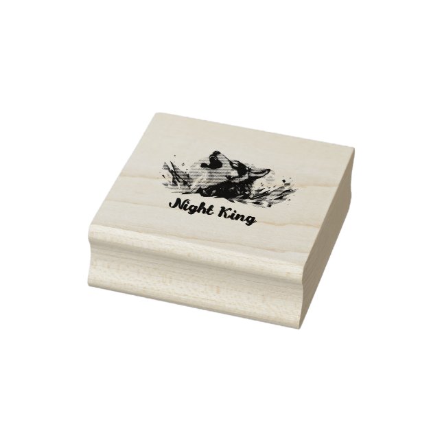 Night King - Howling Wolf with Moon Rubber Stamp (Stamp)