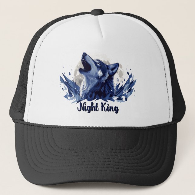 Night King - Howling Wolf with Moon Trucker Hat (Front)