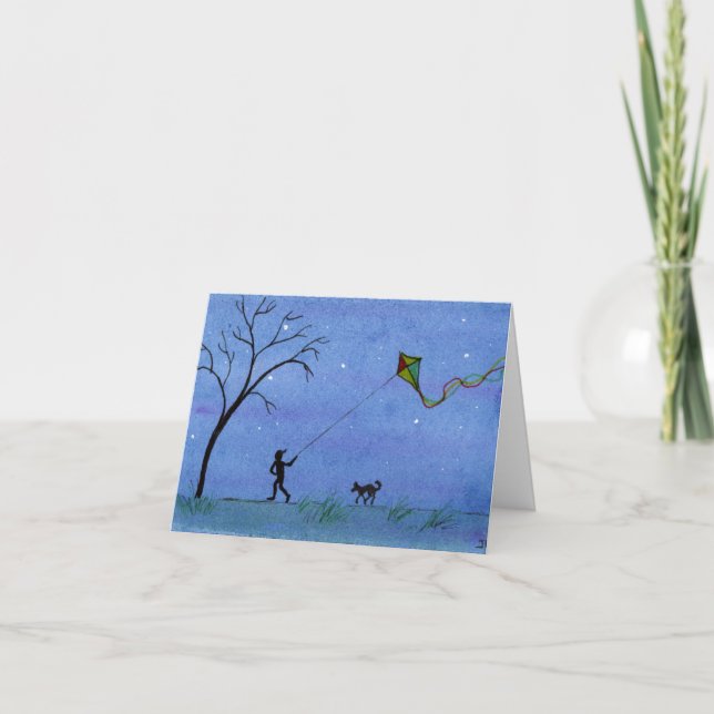 Night Kite Letterpress Thank You Card (Front)