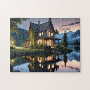 Night Lake House Bold and Beautiful Jigsaw Puzzle