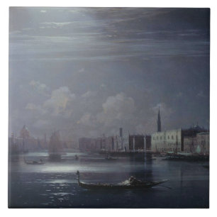 Night Landscape in Venice (Italian City) Ceramic Tile