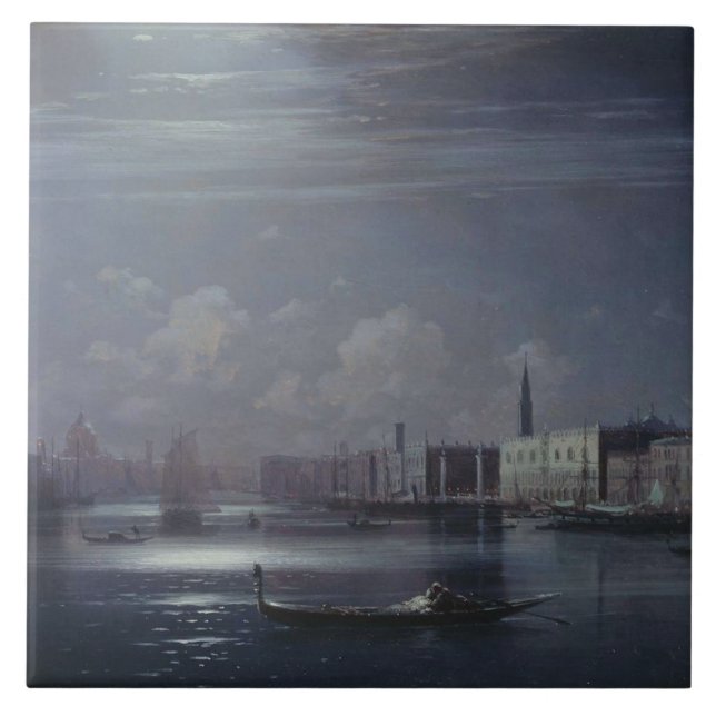 Night Landscape in Venice (Italian City) Ceramic Tile (Front)