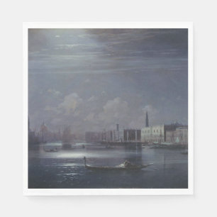 Night Landscape in Venice (Italian City) Napkins