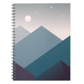 Night Landscape With Stars Over Mountain Notebook