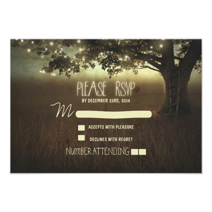 night lanterns romantic wedding RSVP card