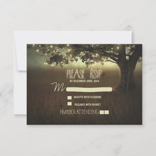 night lanterns romantic wedding RSVP card