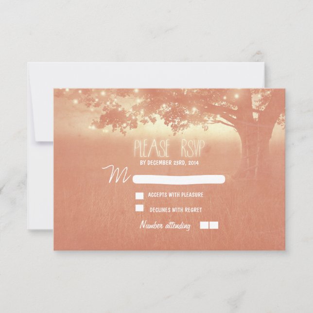 night lanterns romantic wedding RSVP card (Front)
