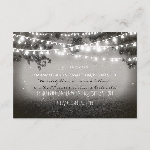 night lanterns wedding card for any information