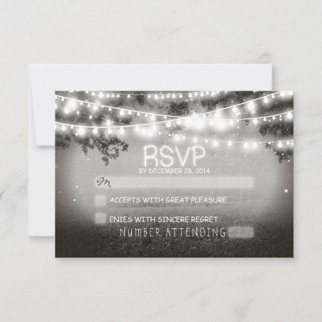 night lanterns wedding rsvp card (Front)