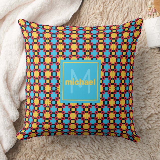 Night Life Colors Momogram Throw Pillow (Blanket)