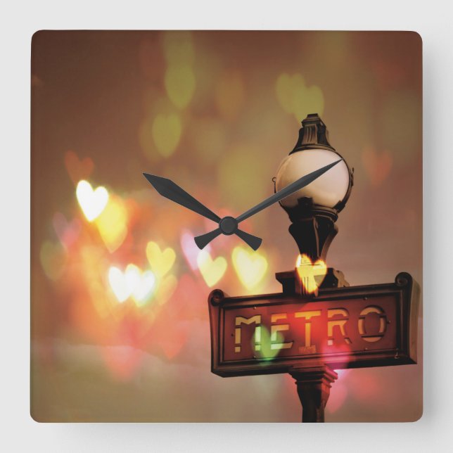 Night Life Paris Square Wall Clock (Front)