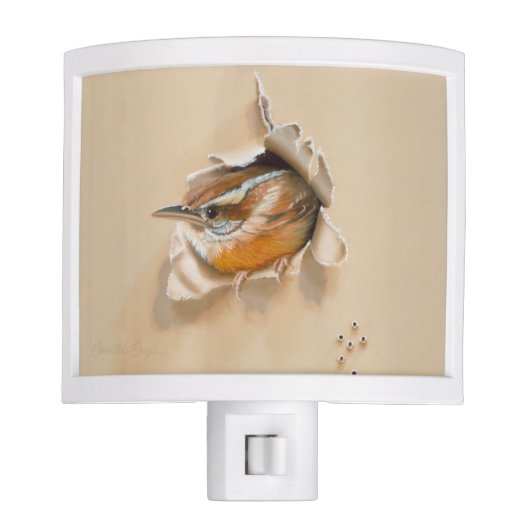 Night Light Carolina Wren by Camille Engel (Front)