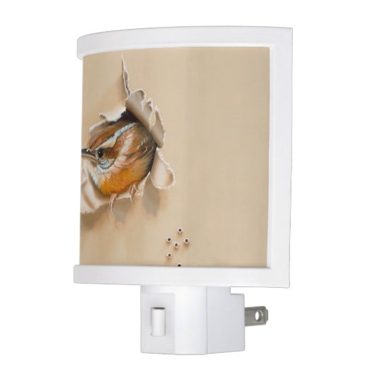 Night Light Carolina Wren by Camille Engel (Left)
