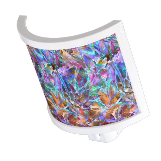 Night Light Floral Abstract Stained Glass (Angled)