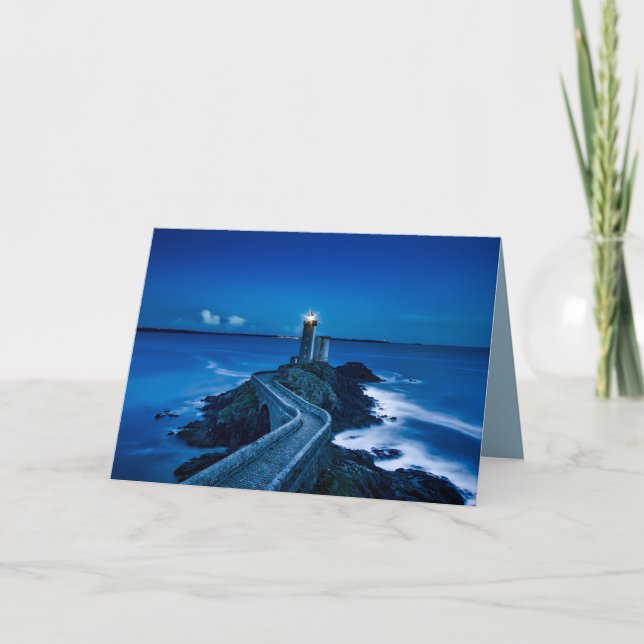 night lighthouse greeting card (Front)