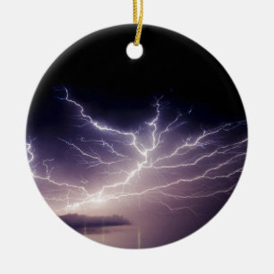 Night Lightning Ceramic Ornament